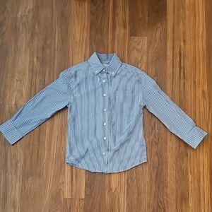 Crown and Ivy Boys Blue Striped Button-up Shirt, Size Small (8)